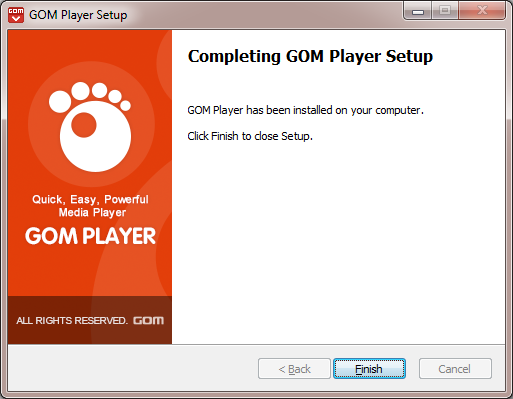 ขั้นตอนการติดตั้งโปรแกรม GOM Player